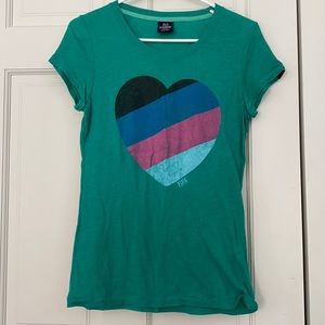 PINK green heart tshirt